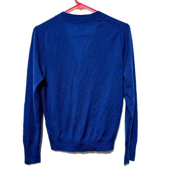 J. Crew Cardigan Vintage 80's Blue Wool Blend Pockets Women's Size Medium - Picture 2 of 6